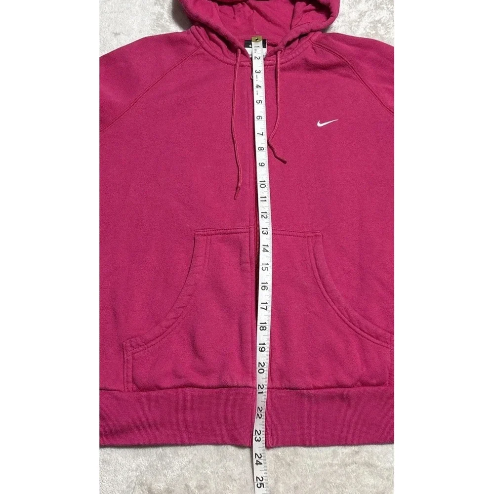 Nike Hoodie Women's Large Pink Full Zip Sweatshirt White Embroidered Logo